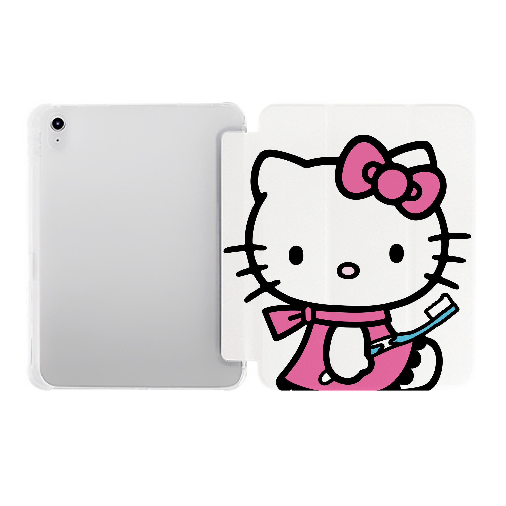 （画像用） Hello Kitty ハローキティ IPad ケース ペン収納付き 三つ折りスタンド PUレザー×シリコン 対応機種9.5/10.5/10.9インチ